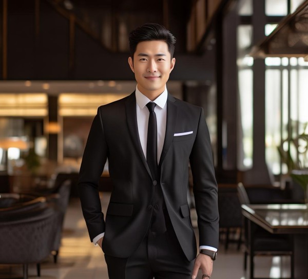 酒店服务员造型男，职业魅力与专业技能的完美结合